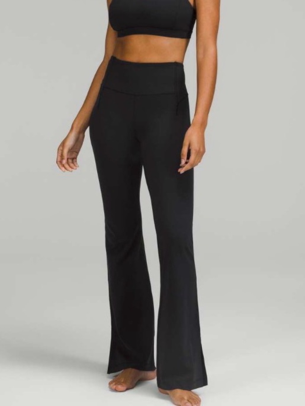Lululemon Women’s Black Pants Groove Super High Rise Split Hem Flare Pant Size 2